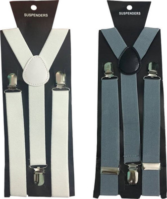 

Friendskart Y- Back Suspenders for Men(White, Grey)