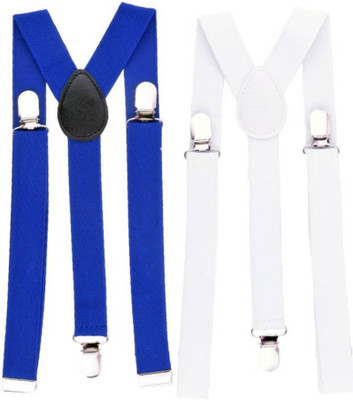 Friendskart Y- Back Suspenders for Men(White, Blue)