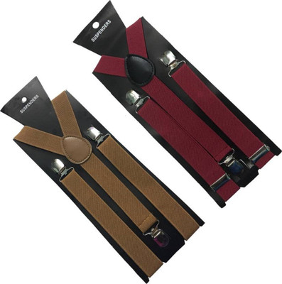 

Friendskart Y- Back Suspenders for Men(Brown, Maroon)
