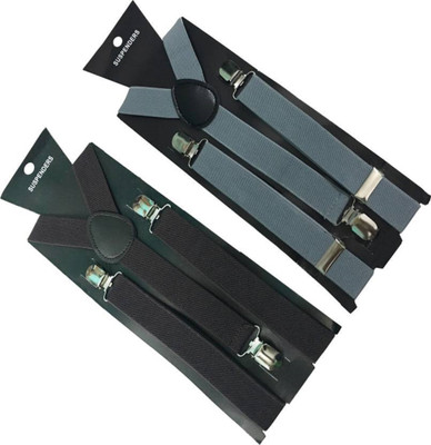 

Friendskart Y- Back Suspenders for Men(Grey, Black)