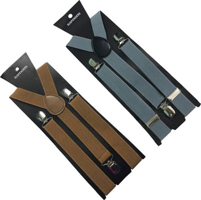 

Friendskart Y- Back Suspenders for Men(Brown, Grey)