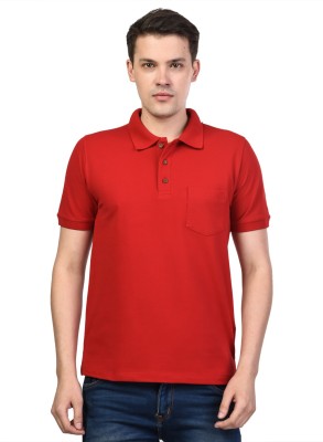 KALT Solid Men Polo Neck Red T-Shirt