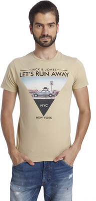 

Jack & Jones Printed Men's Round Neck Brown T-Shirt