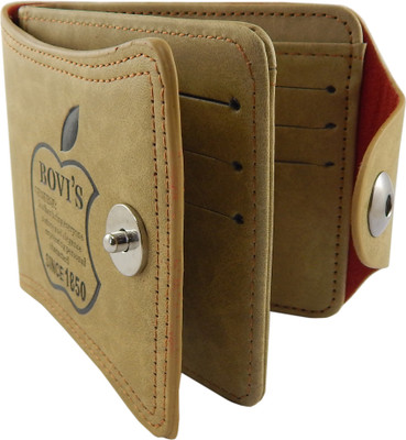 

Bovi'S Men Khaki Artificial Leather, Fabric Wallet(9 Card Slots), Rust