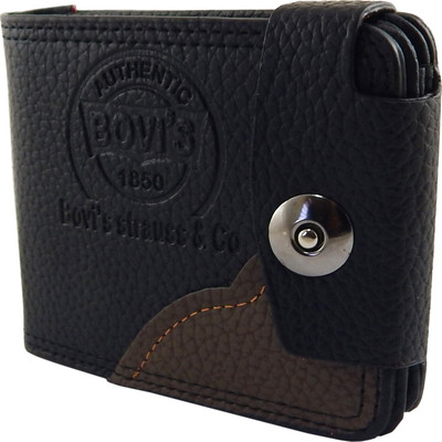 

Bovi'S Men Black, Khaki Artificial Leather, Fabric Wallet(9 Card Slots)