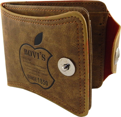 

Bovi'S Men Tan Artificial Leather, Fabric Wallet(11 Card Slots)