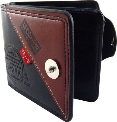 

Bovi'S Men Black, Brown Artificial Leather, Fabric Wallet(9 Card Slots)