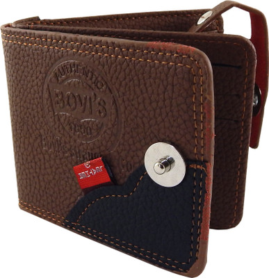 

Bovi'S Men Brown, Black Artificial Leather, Fabric Wallet(9 Card Slots), Black;brown