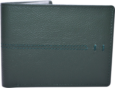 

Cut The Chase Men Green Genuine Leather Wallet(8 Card Slots), Green leather