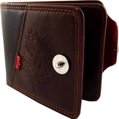 

Bovi'S Men Khaki Artificial Leather, Fabric Wallet(9 Card Slots)