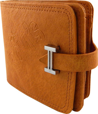 

Bovi'S Men Khaki Artificial Leather, Fabric Wallet(9 Card Slots), Rust
