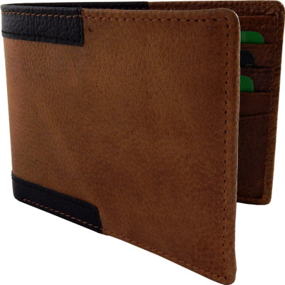 

WOODS Men Tan Genuine Leather, Canvas, Fabric Wallet(8 Card Slots)