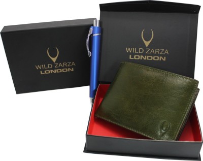 

wild zarza london Men Green Genuine Leather Wallet(10 Card Slots), Olive green