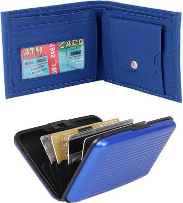 

ABLOOM Men Blue Genuine Leather Money Clip(6 Card Slots)