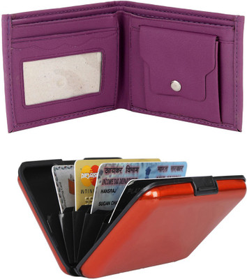 

ABLOOM Men Purple Genuine Leather Money Clip(6 Card Slots)