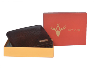 

Krosshorn Men Brown Genuine Leather Wallet(10 Card Slots)