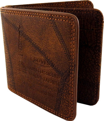 

Bovi'S Men Tan Artificial Leather, Fabric Wallet(9 Card Slots)