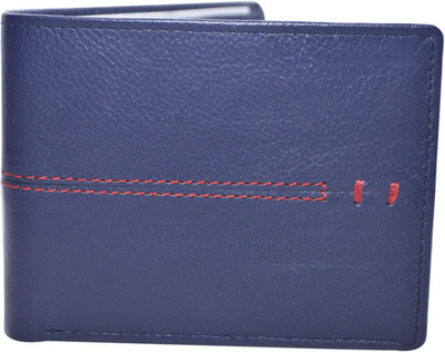 

Cut The Chase Men Blue Genuine Leather Wallet(8 Card Slots), Blue leather