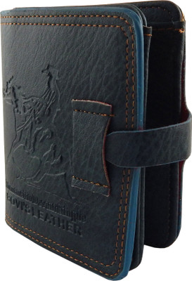 

Bovi'S Men Blue Artificial Leather, Fabric Wallet(9 Card Slots)