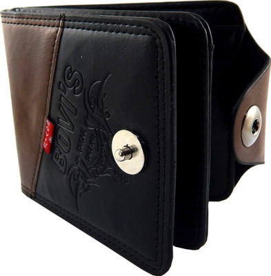 

Bovi'S Men Black Artificial Leather, Fabric Wallet(9 Card Slots)