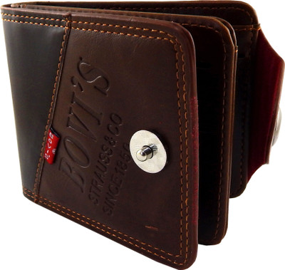 

Bovi'S Men Brown Artificial Leather, Fabric Wallet(9 Card Slots)
