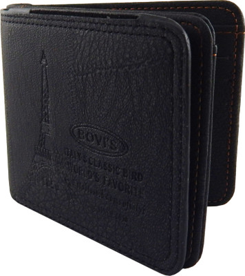 

Bovi'S Men Black Artificial Leather, Fabric Wallet(9 Card Slots)