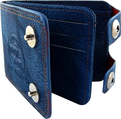 

Bovi'S Men Blue Artificial Leather, Fabric Wallet(9 Card Slots)
