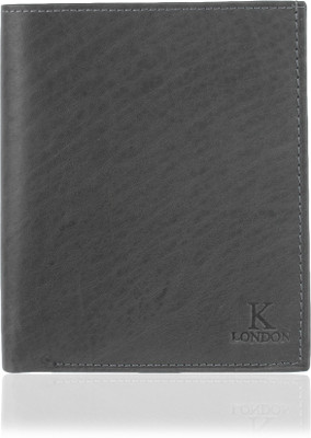 

K London Men Grey Genuine Leather Wallet(7 Card Slots)
