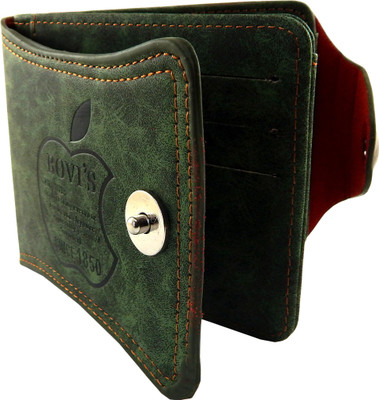 

Bovi'S Men Casual Green Artificial Leather, Fabric Wallet(9 Card Slots)