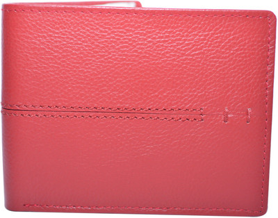 

Cut The Chase Men Red Genuine Leather Wallet(8 Card Slots), Red leather