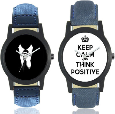 

Miss Perfect Leather Black Print Dial and KEEP CALM AND THINK POSITIVE dial Combo ( pack 2) for boys Watch - For Boys