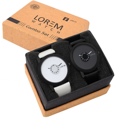 

LOREM LR25-26 Slim 2 Hands Black & White Watch - For Men & Women