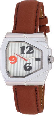 

Miss Perfect Brown Leather Step Rectangle Dial Silver Watch For Man Watch - For Boys