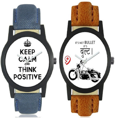 

Miss Perfect Leather Bullet Dial and KEEP CALM AND THINK POSSITIVE dial Combo ( pack 2) for boys Watch - For Boys