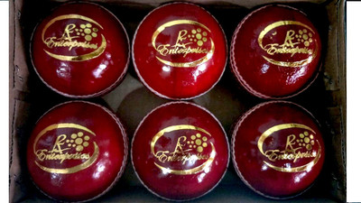 asqure CLUB Cricket Leather Ball - Size: 6(Pack of 6, Red)