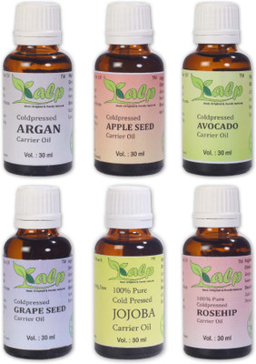 

Kalp Pack Of Top 6 Carrier Oils- Argan Oil, Avocado Oil, Grape seed Oil, Jojoba OIl, Apple Seed Oil, Rosehip Oil (180ml)(180 ml)