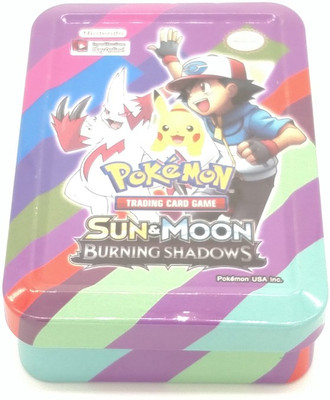 

AncientKart Pokemon Sun Moon Burning Shadows Small Flat Tin with cards(Multicolor)