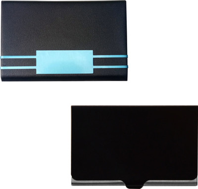 

Printmystic.com 10 Card Holder(Set of 2, Black, Silver)