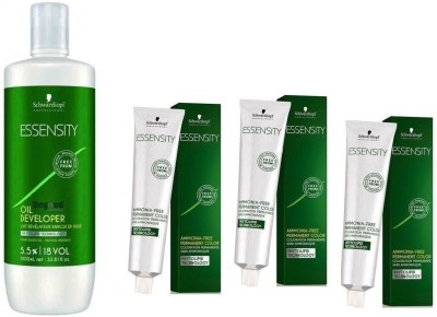 

Schwarzkopf Essensity Ammonia Free 5-0 Light Brown 60 mL(3 tube) + Essensity Oil Developer 1000 mL(Set of 4)