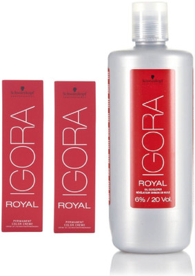 

Schwarzkopf Igora Royal Permanent color crème 9-0 Extra Light Blonde(2 tube) 60mL+ Igora Oil Developer 1000 mL(Set of 3)