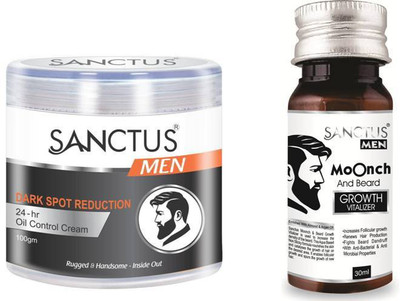 

SANCTUS Dark Spot Reduction 24-hr Oil Control Cream for Men & Moonch & Beard GROWTH VITALIZER Combo (100gm + 30ml)(Set of 2)