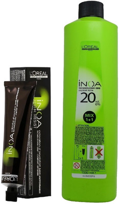 

L'Oreal INOA Ammonia Free Permanent Colour 10 Lighest Blonde (1tube) 60mL+ Loreal INOA Oil Developer 1000 mL(Set of 2)