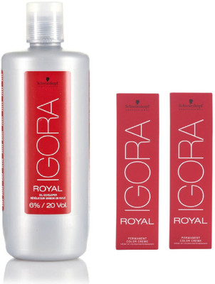 

Schwarzkopf Igora Royal Permanent color crème 7-0 Medium Blonde (2 tube) 60mL+ Igora Oil Developer 1000 mL(Set of 3)