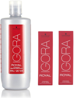 

Schwarzkopf Igora Royal Permanent color crème 5-5 Light Brown Gold(2tube) 60mL+ Igora Oil Developer 1000 mL(Set of 3)