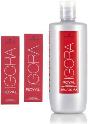 

Schwarzkopf Igora Royal Permanent color crème 6-6 Dark Blonde Chocolate (2 tube) 60mL+ Igora Oil Developer 1000 mL(Set of 3)