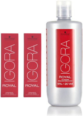 

Schwarzkopf Igora Royal Permanent color crème 5-57 Light Brown Gold Copper(2 tube) 60mL+ Igora Oil Developer 1000 mL(Set of 3)