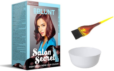

BBlunt Salon Secret High Shine Crème Hair Color (4.56 Mahogany Reddish Brown) with 1 Mixing Bowl & 1 Dyeing Brush(Set of 3)