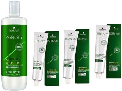 

Schwarzkopf Essensity Ammonia Free 6-0 Dark Blonde 60 mL(3 tube) + Essensity Oil Developer 1000 mL(Set of 4)