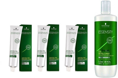 

Schwarzkopf Essensity Ammonia Free 1-0 Black Svart Sort 60 mL(3 tube) + Essensity Oil Developer 1000 mL(Set of 4)