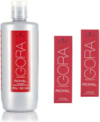 

Schwarzkopf Igora Royal Permanent color crème 6-5 Dark Blonde Gold (2 tube) 60mL+ Igora Oil Developer 1000 mL(Set of 3)